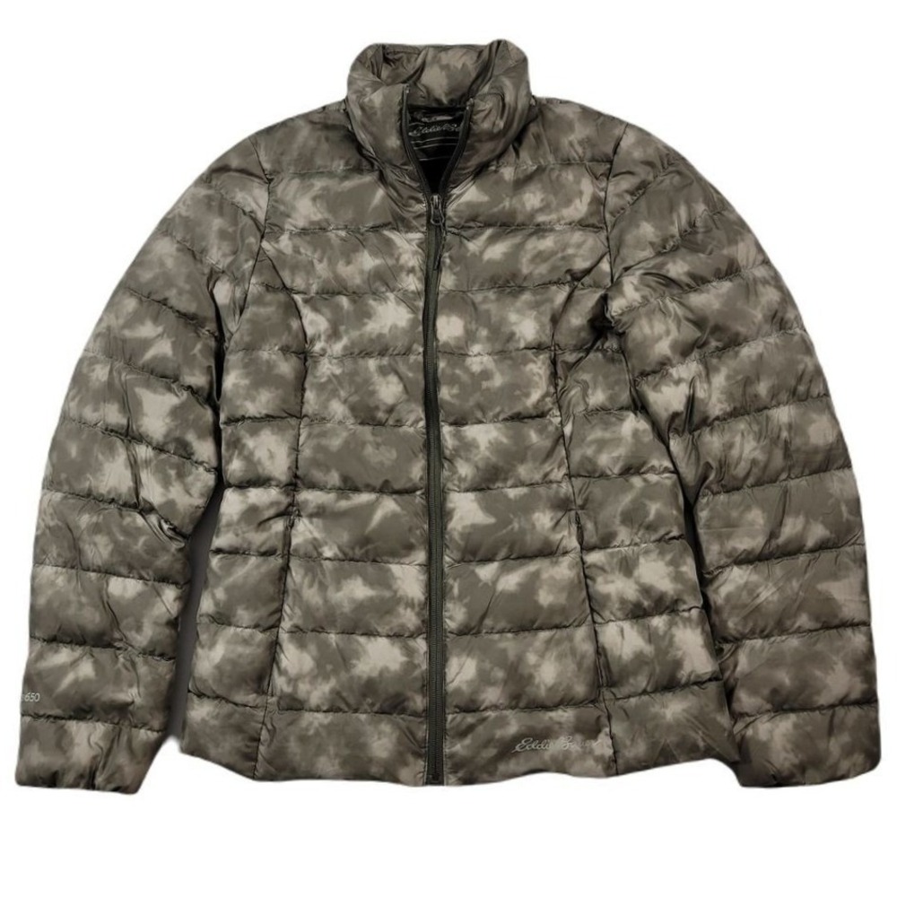 Eddie Bauer Down Puffer Jacket Womens XS Green‎ Camo EB650